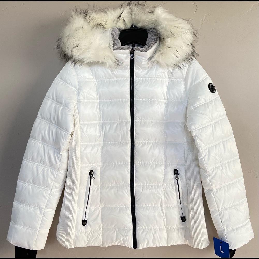 NEW Nautica Women's Water Resistant Removable Hood Puffer Jacket WhiteM,…